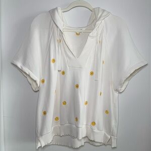 Splendid x Gray Malin White Hoodie with Yellow Sun Embroidery